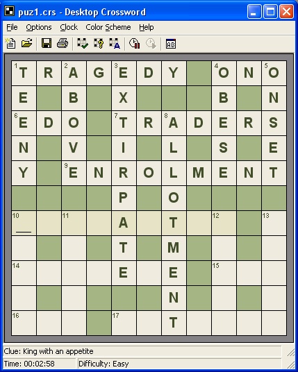 Screenshot of Desktop Crossword