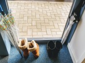 This is where our shoes and umbrellas live!