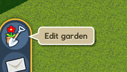 A button showing a spade and plant, with a tooltip reading edit garden.