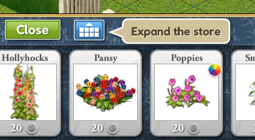 A blue button with a grid and a tooltip reading Expand the store.